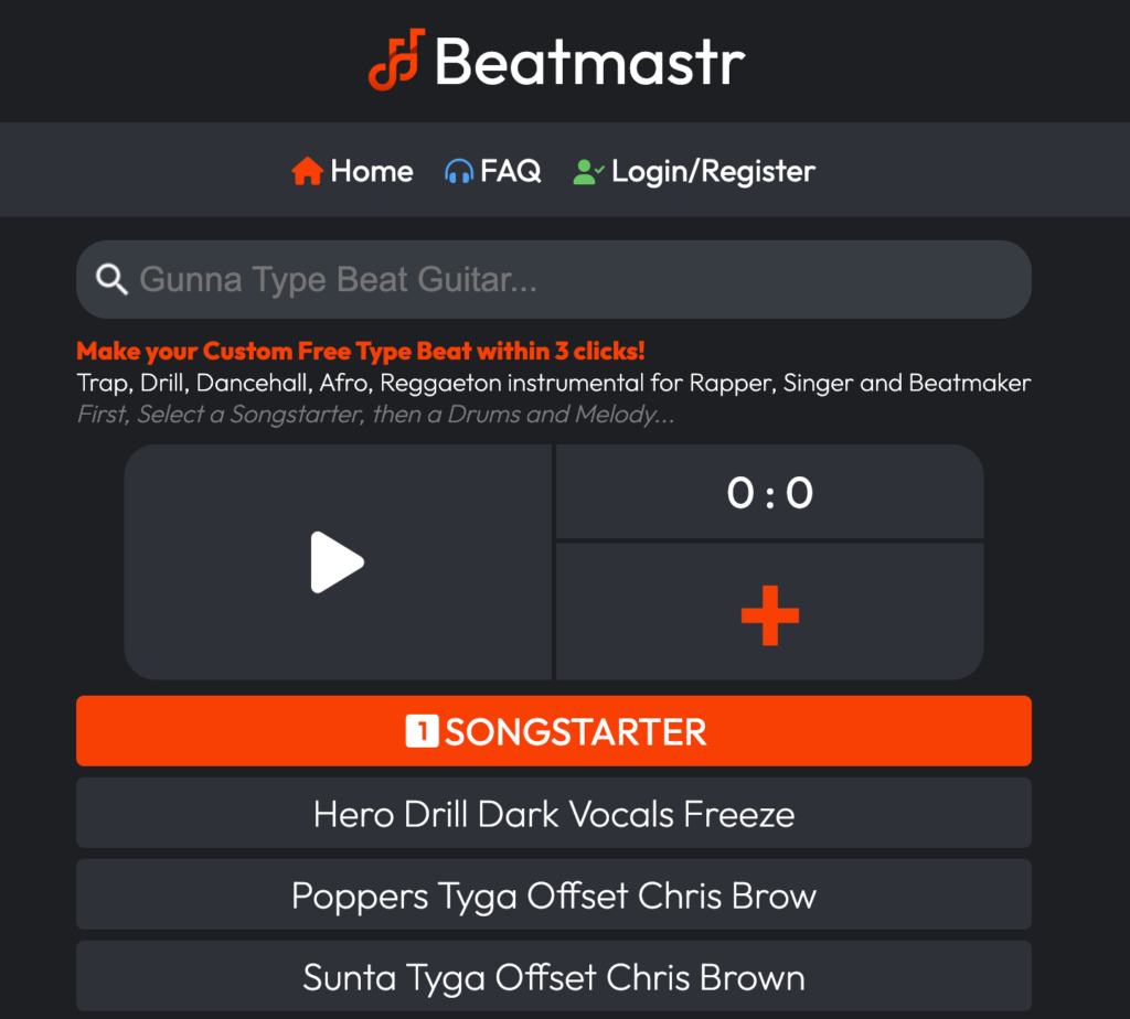beatmastr make your custom type beat and instrumental